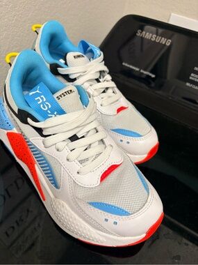 Puma Kids White, Blue & orange Athletic Sneakers